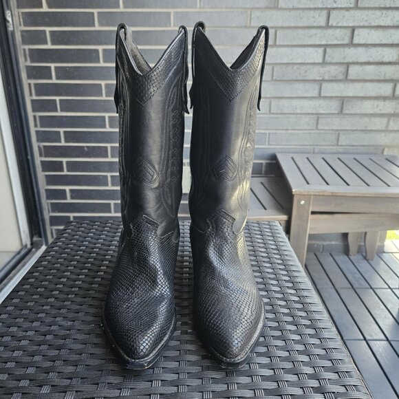 Seychelles Vintage Women's Black Leather Western Cowboy Cowgirl Boots Size 7 - Picture 12 of 13
